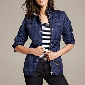 Banana Republic Navy Quilted Field Jacket
